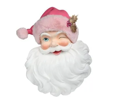 26" Pink Santa Head Wall Art Decor