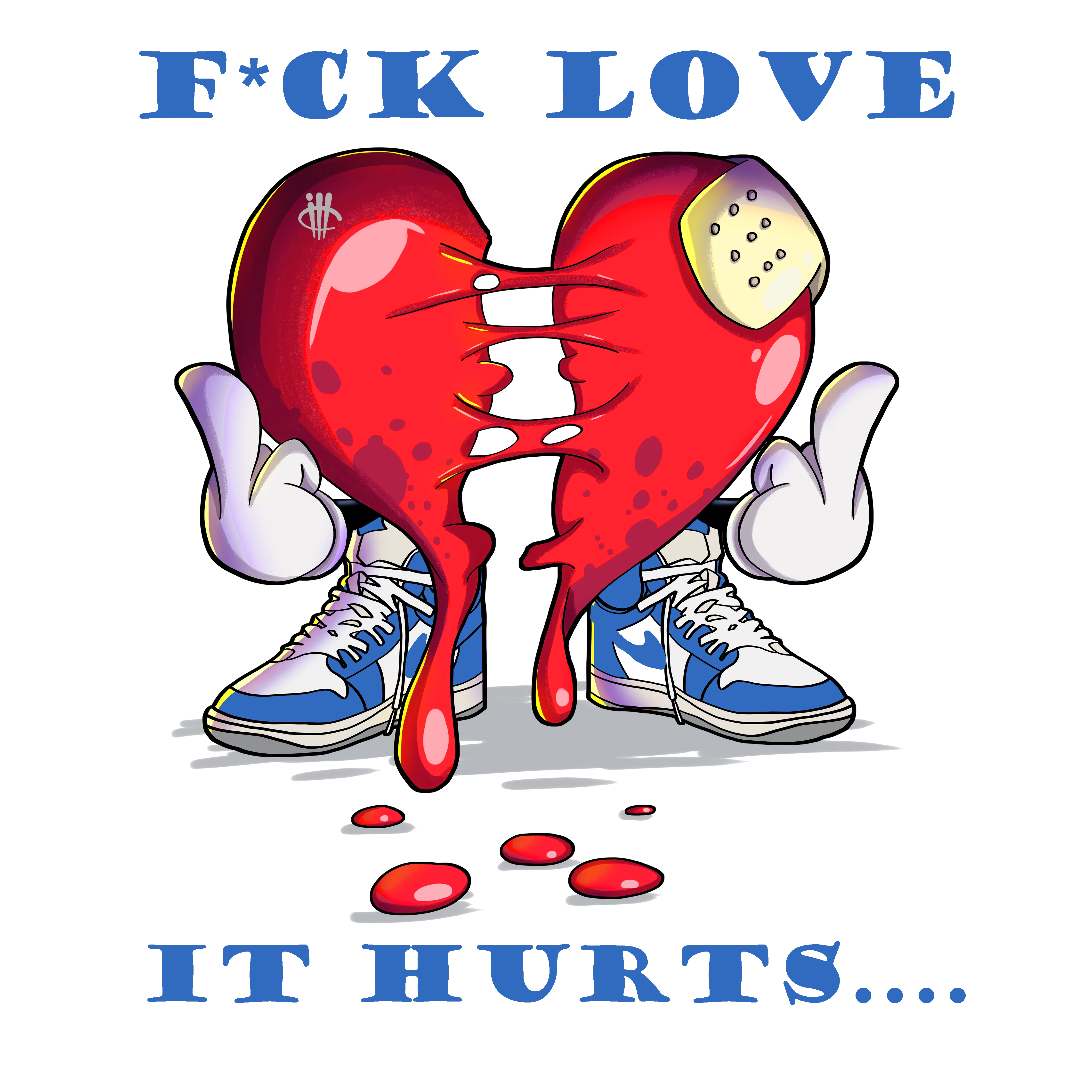 Air Jordan 1 High OG True Blue - Black T-Shirt (F LOVE IT HURTS)