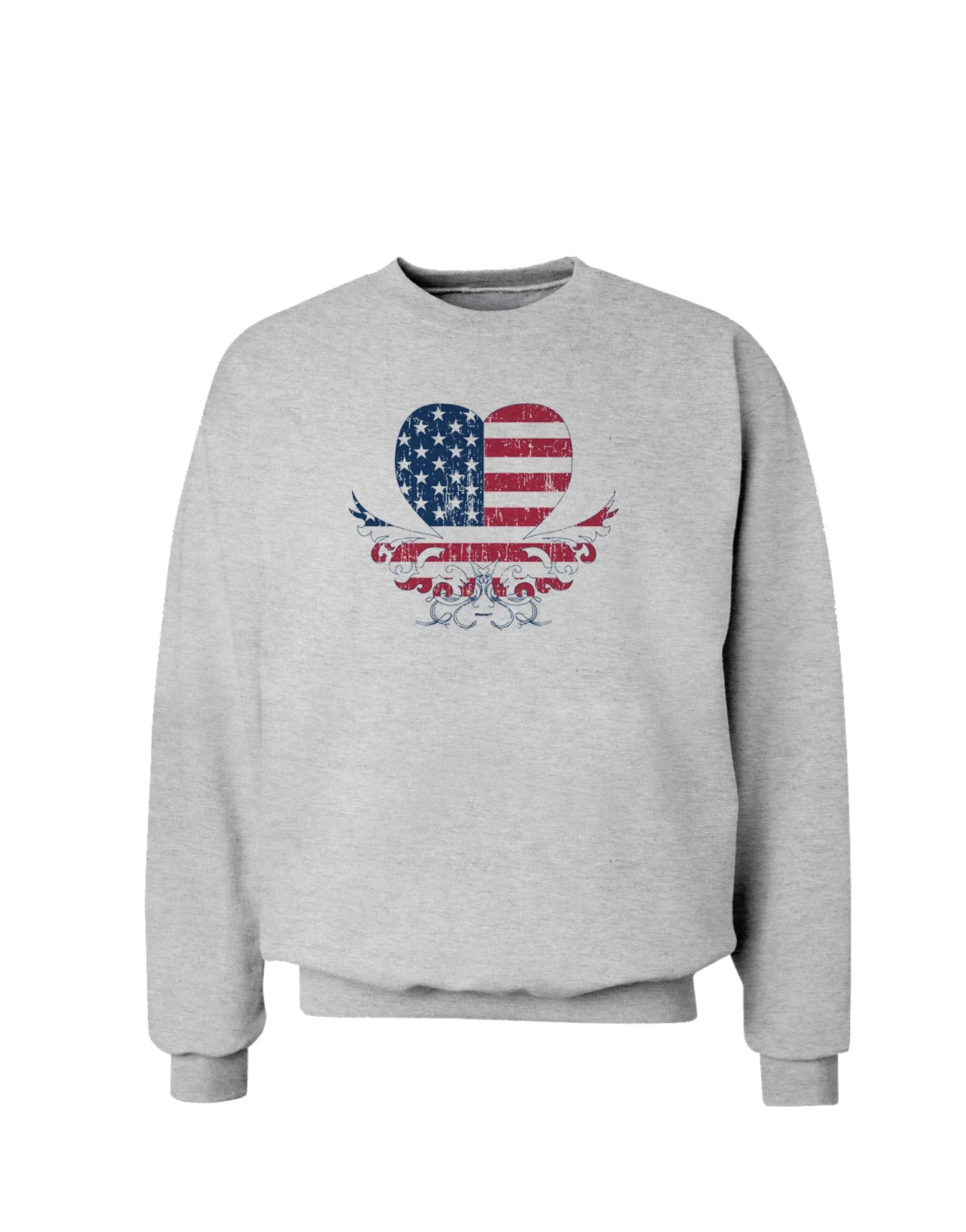 American Flag Decorative Floral Heart Vintage Sweatshirt