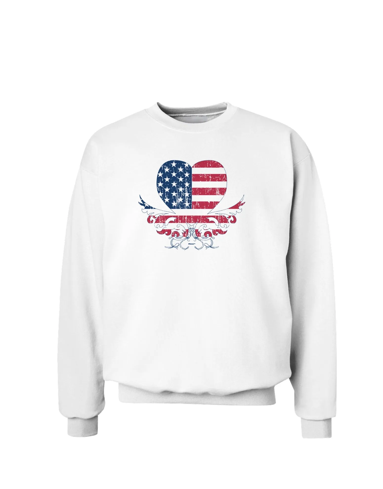 American Flag Decorative Floral Heart Vintage Sweatshirt
