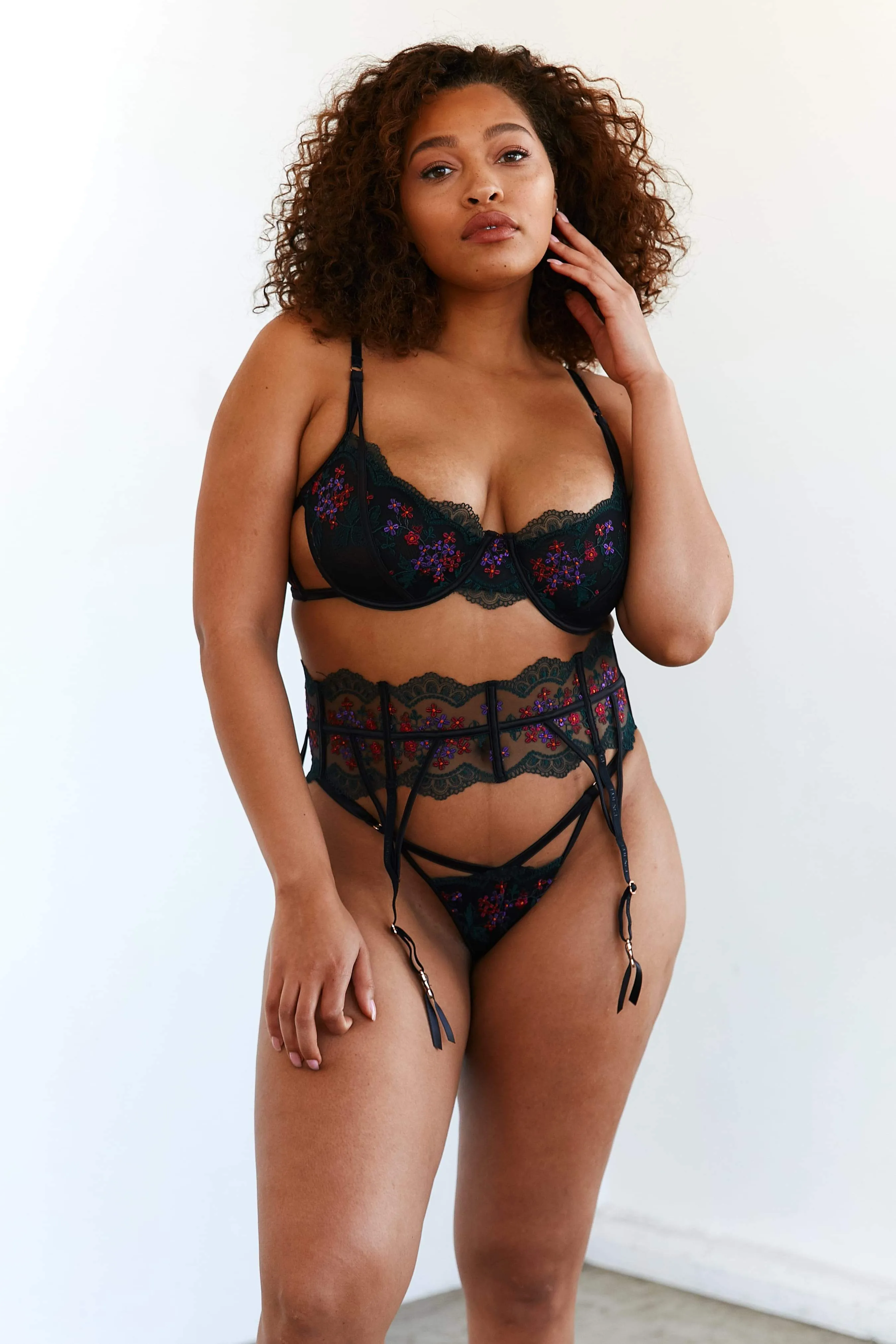 Bella Black Embroidered Intimates Set