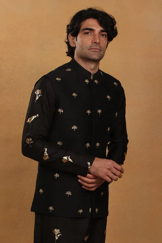 Black Embroidered Bandi