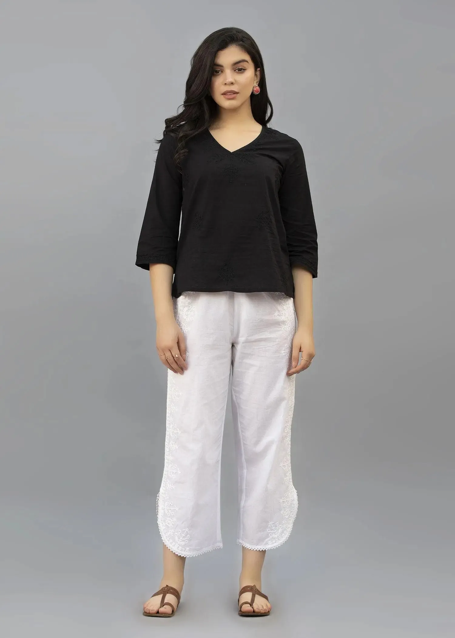 Black Women Cotton  Short Top