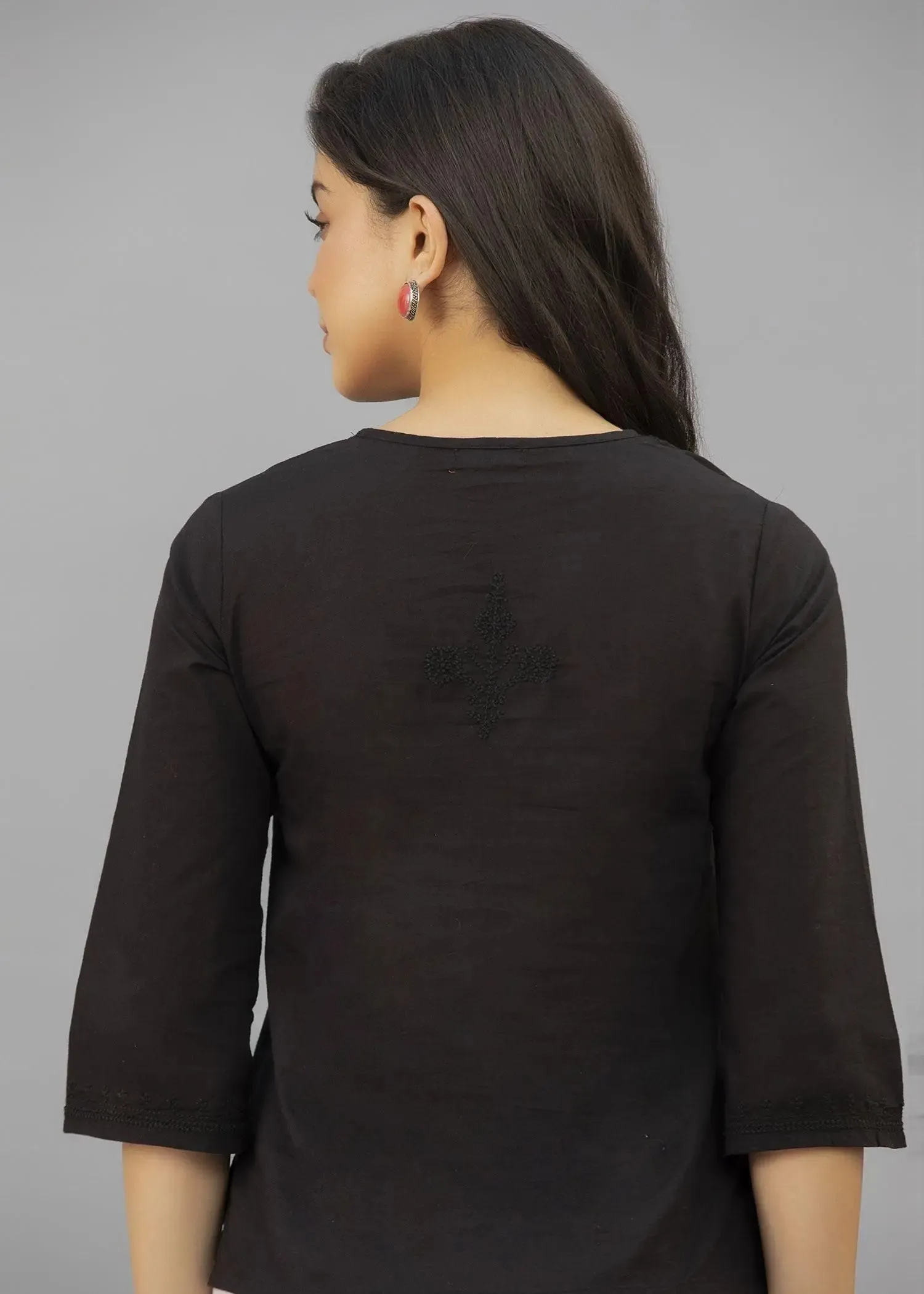 Black Women Cotton  Short Top