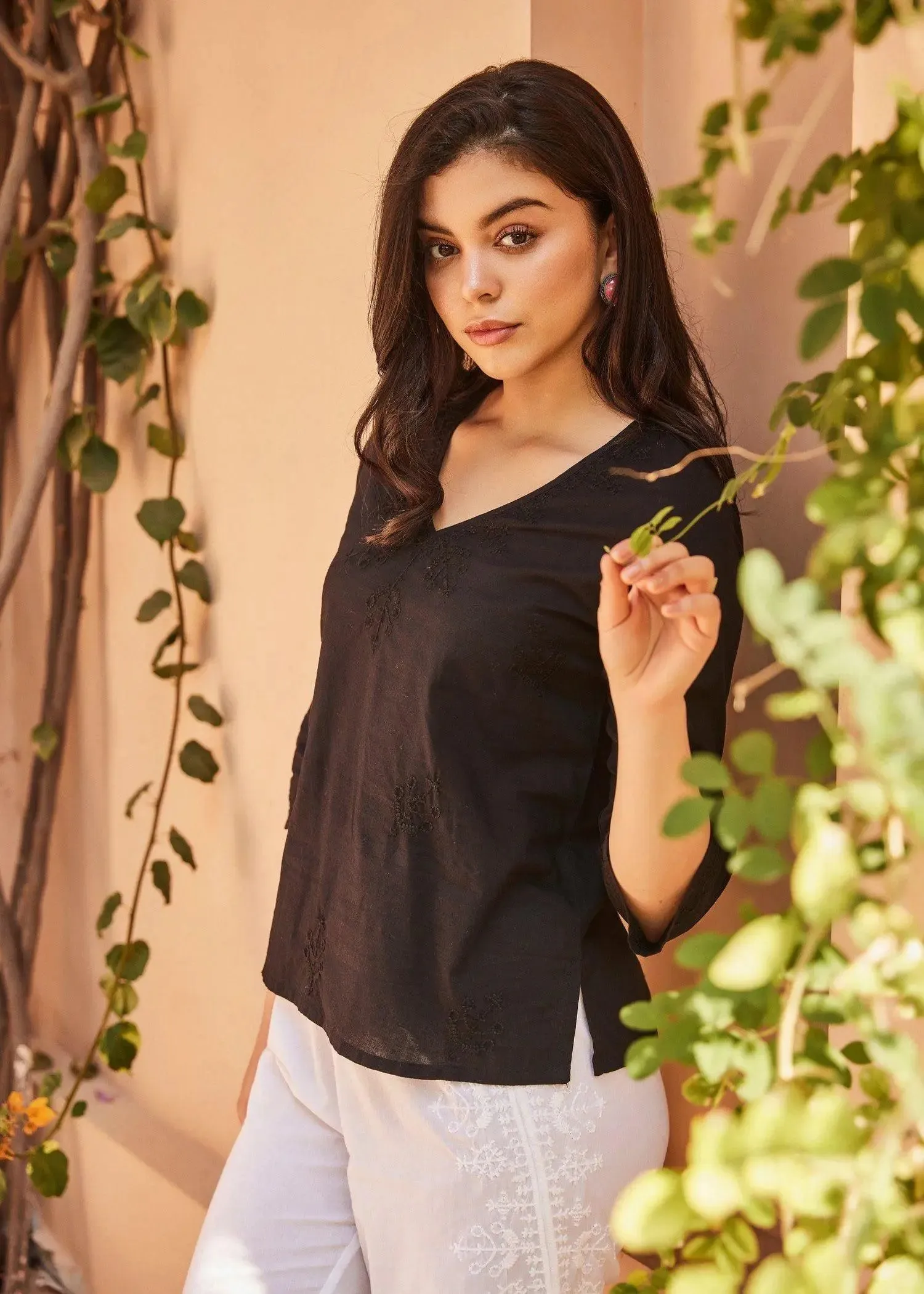 Black Women Cotton  Short Top