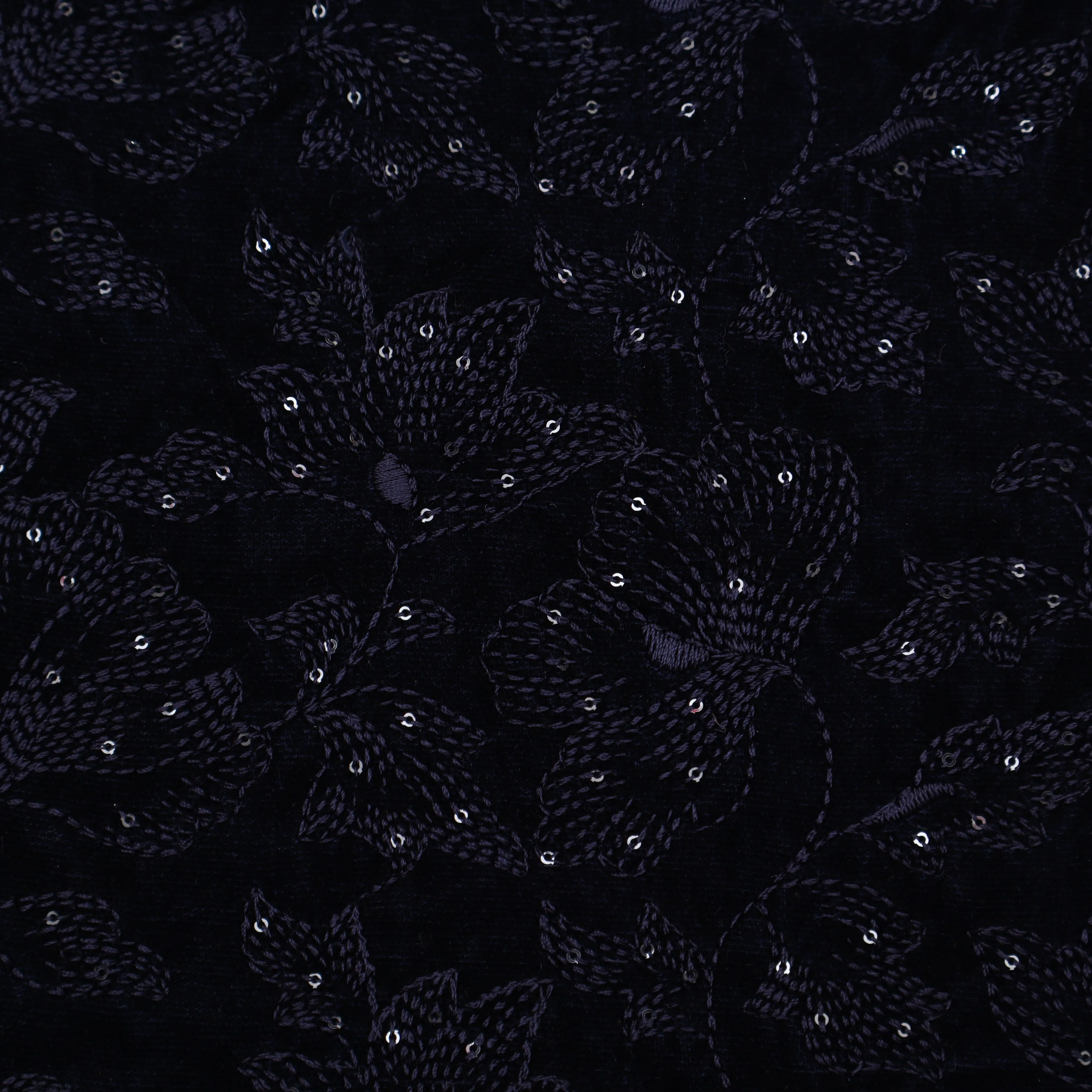 BLUE Color Velvet Embroidery 44' Fabric