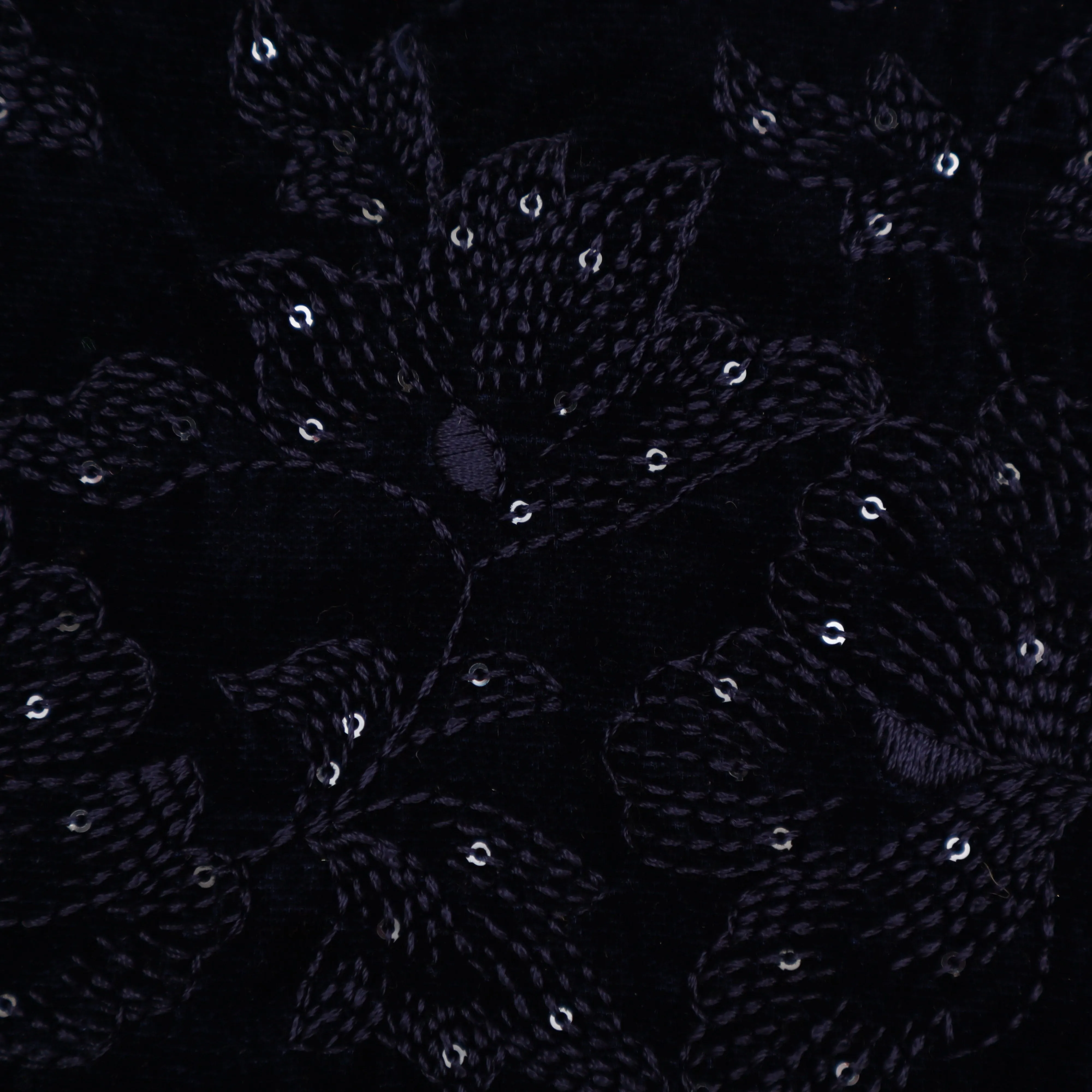 BLUE Color Velvet Embroidery 44' Fabric