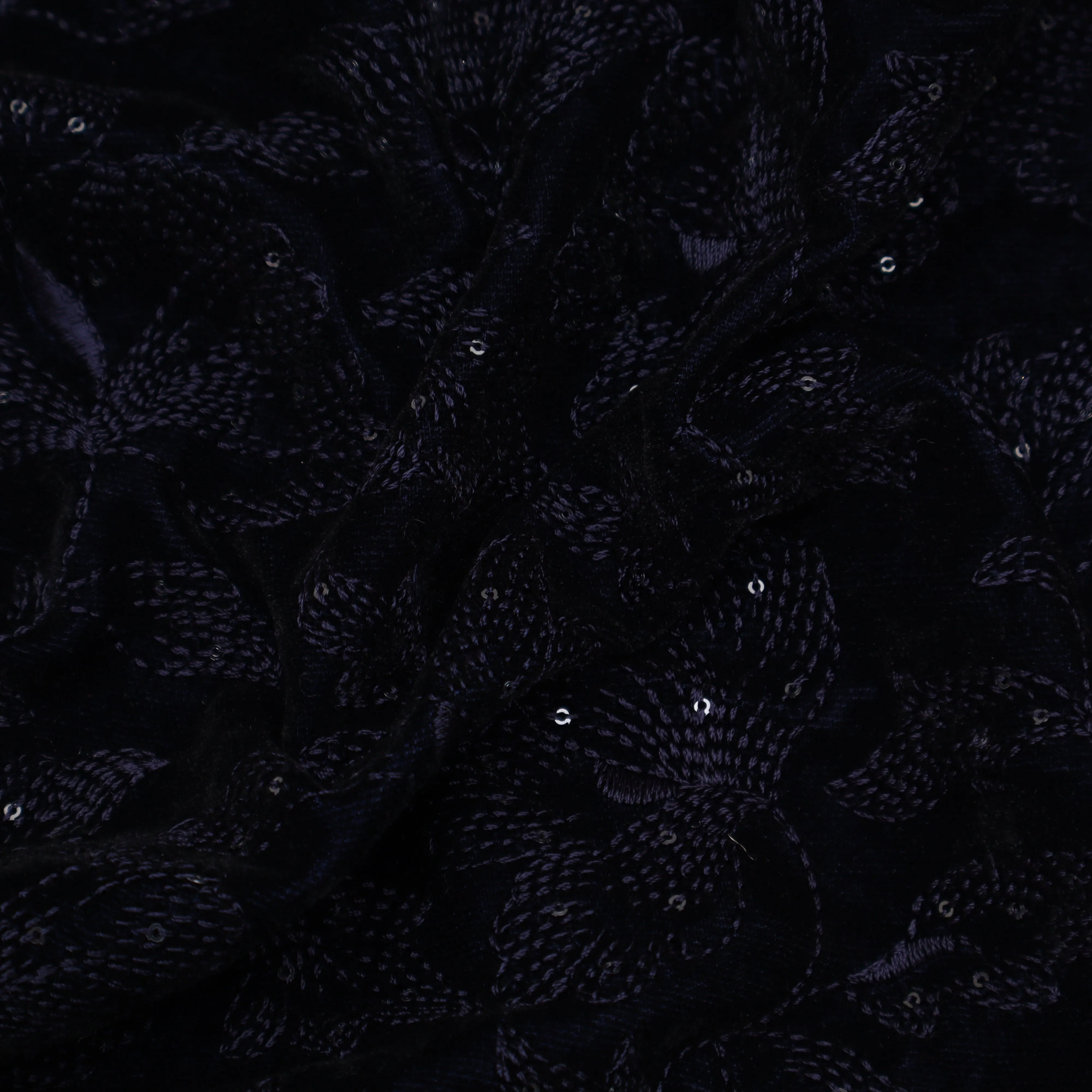 BLUE Color Velvet Embroidery 44' Fabric