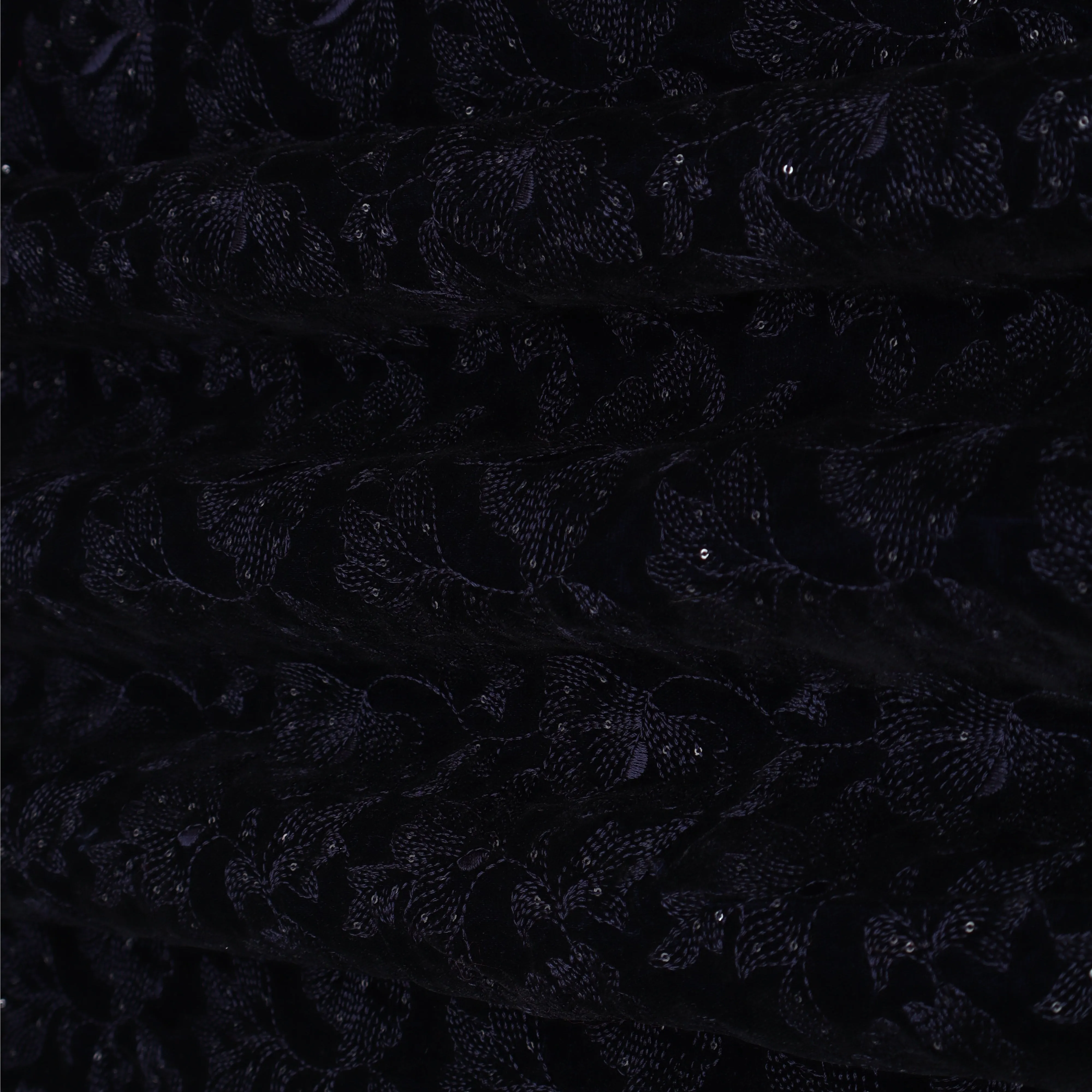 BLUE Color Velvet Embroidery 44' Fabric