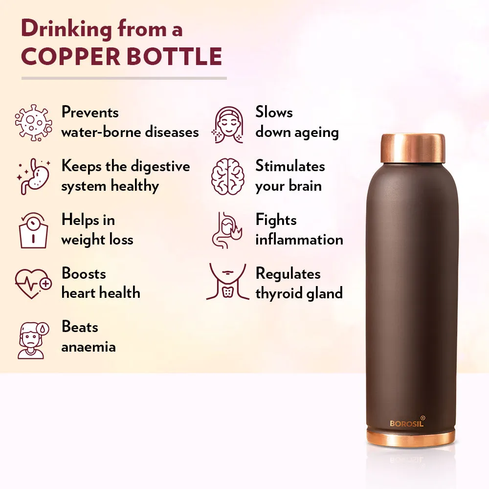 Borosil Eco Copper Bottle, Brown
