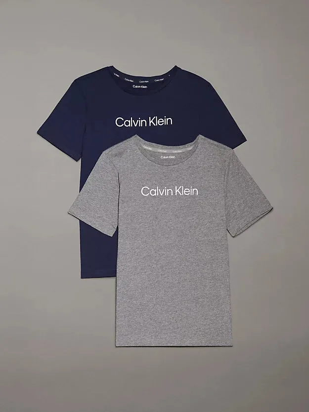 Calvin Klein Boys Modern Cotton 2 Pack T-Shirts - Greyheather/Peacoat
