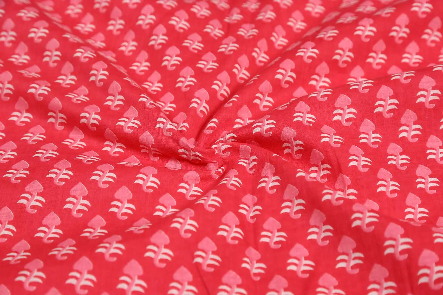 Coral Printed Cotton Cambric Fabric