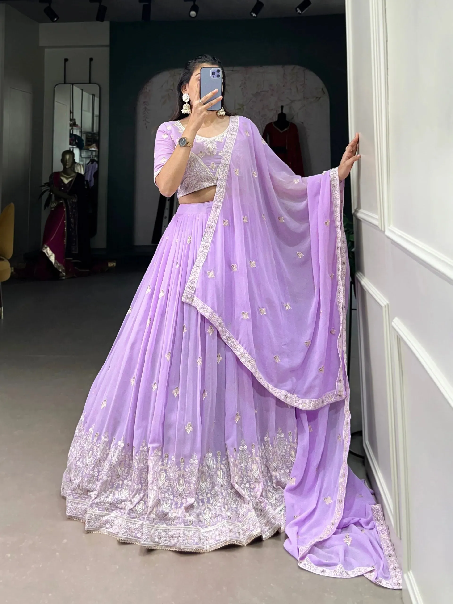 Dreamlike Lavender The Bridesmaid Embroidered Lehenga Choli