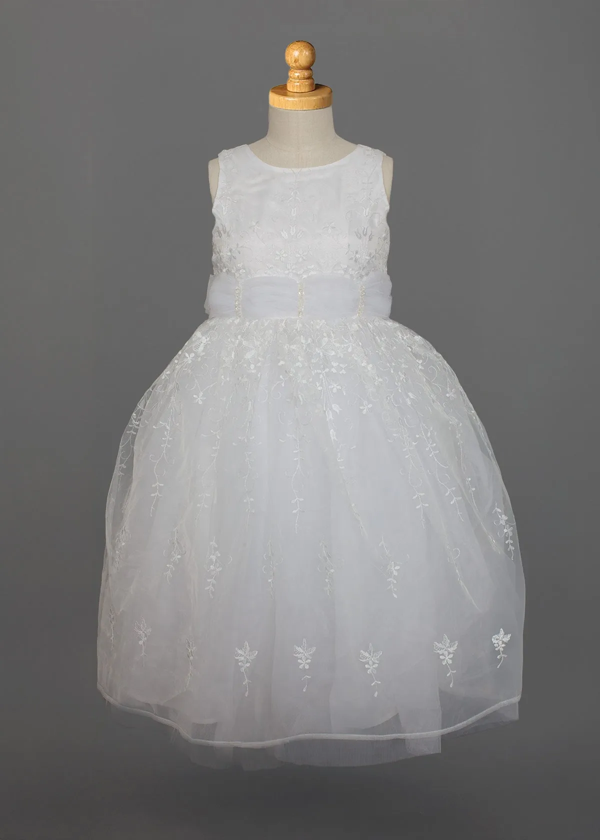 Embroidered Organza Overlay and Beaded Belt Detail