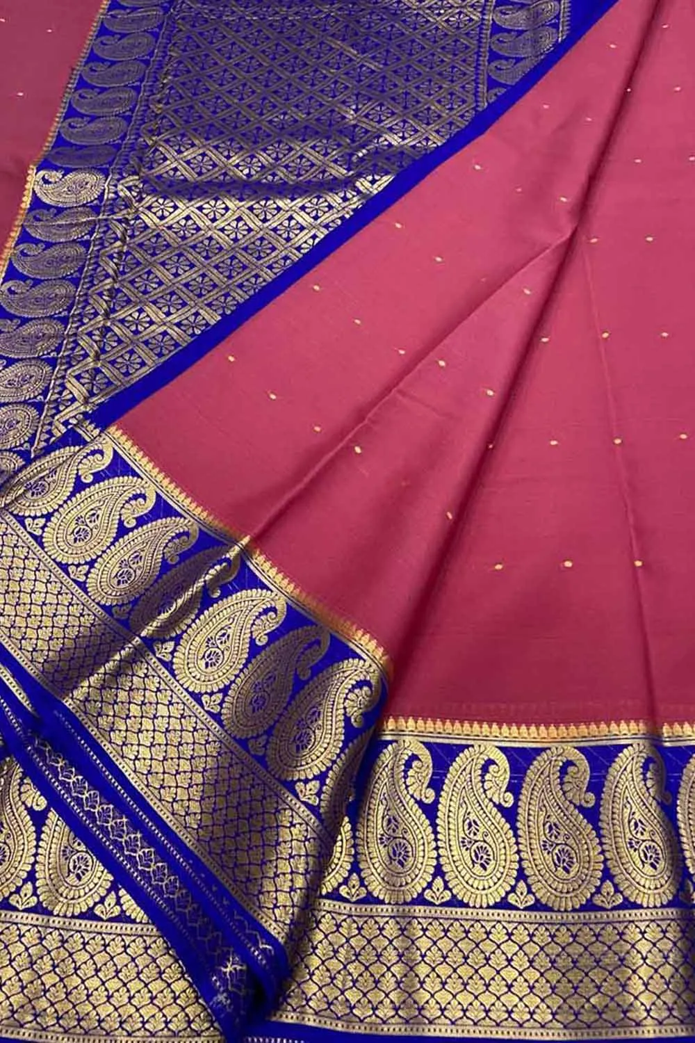 Exquisite Pink Mysore Handloom Crepe Silk Saree