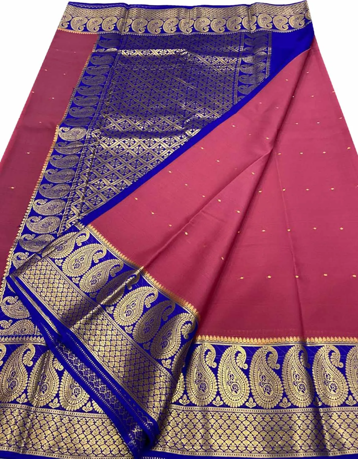 Exquisite Pink Mysore Handloom Crepe Silk Saree