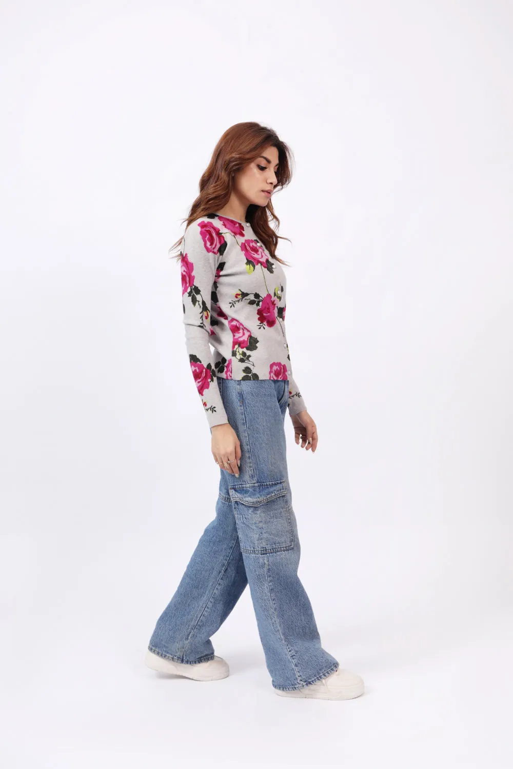 FLORAL PRINTED CARDIGAN