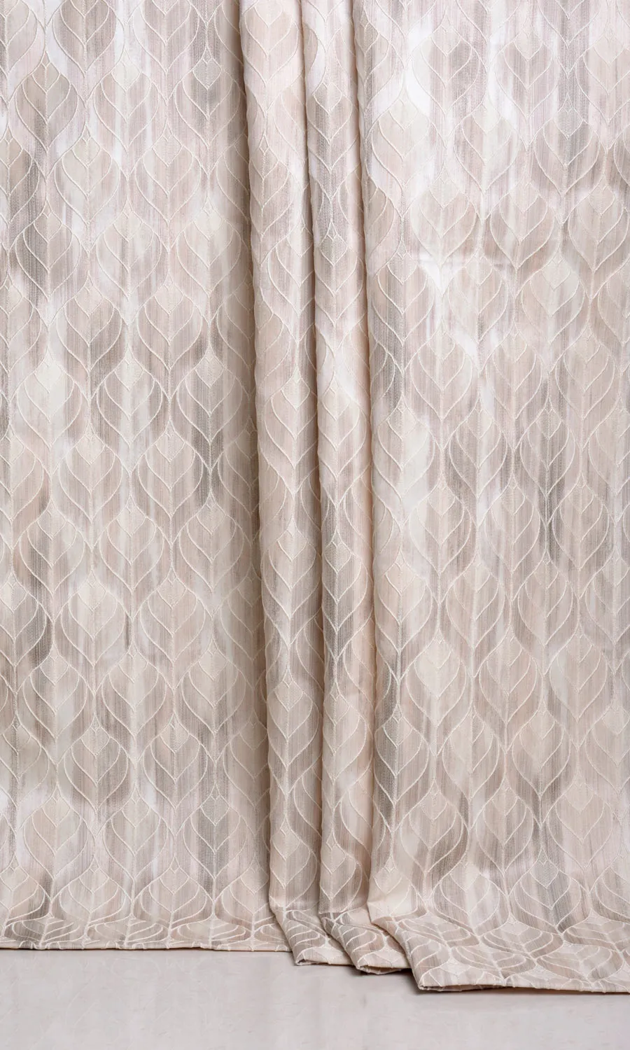 'Fountain Ink' Petal Patterned Roman Blinds (Pale Grey/ Beige)
