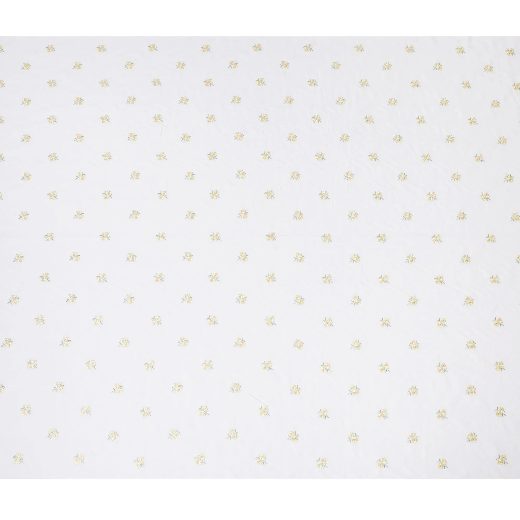 Golden Bee Embroidered White Cotton Lawn Fabric - Luxurious & Light, 110cm Wide, Shop Online-D18001