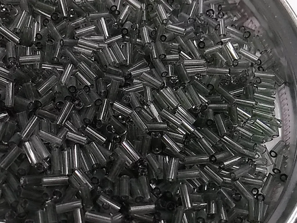 Gray Transparent Pipe / Bugle Glass Seed Beads (Wholesale)
