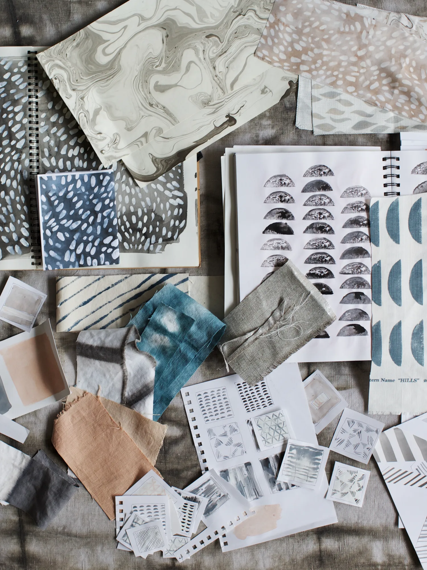 Hills Fabric in Gray-Wood