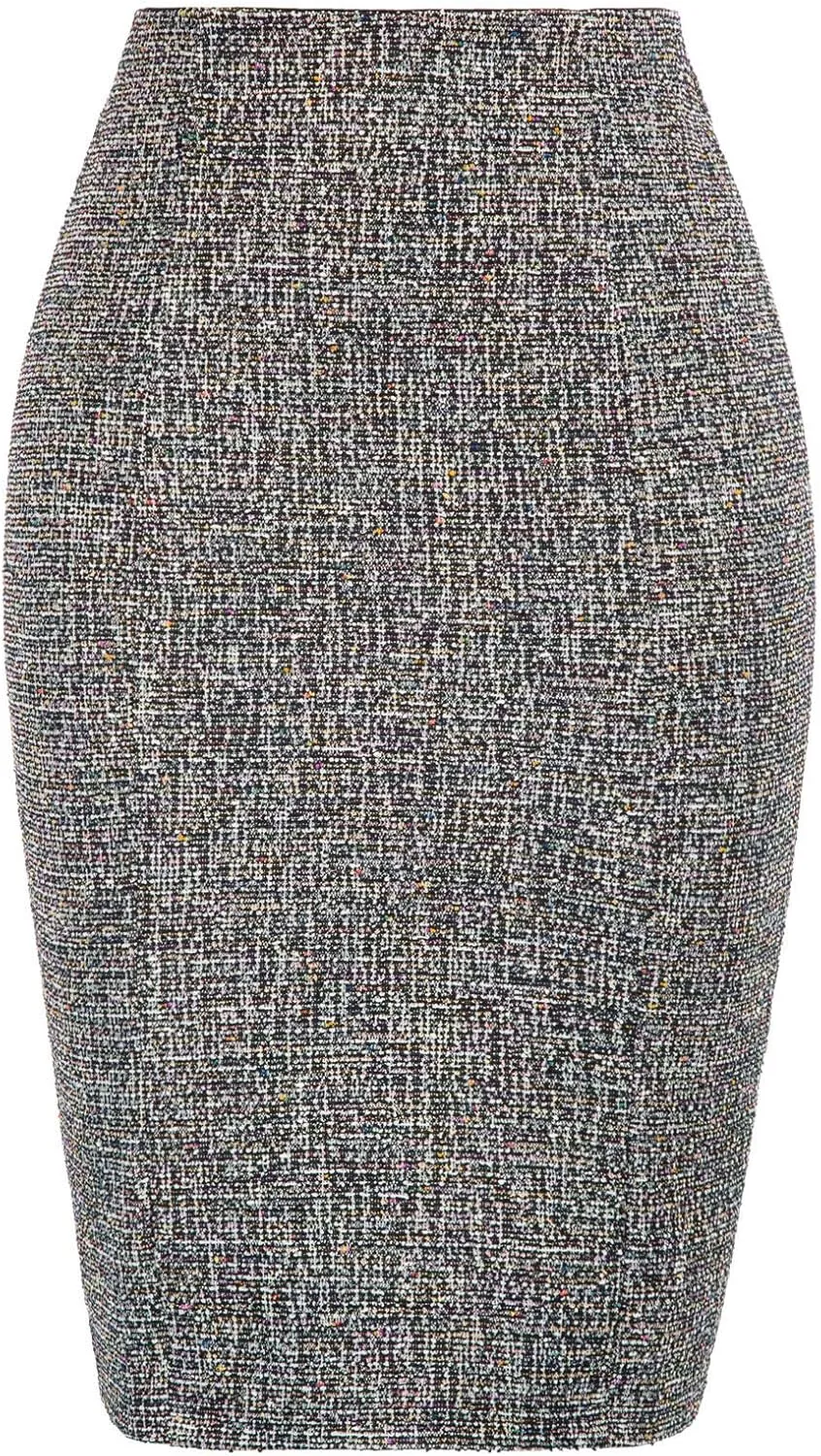 Kate Kasin Womens Knee Length Elastic Waist Stretchy Bodycon Business Tweed Pencil Skirt