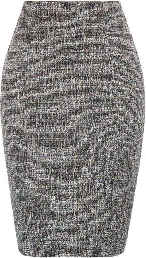 Kate Kasin Womens Knee Length Elastic Waist Stretchy Bodycon Business Tweed Pencil Skirt