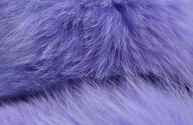 Magic Q's exclusive elegant purple heavy embroidered fox fur short coat - uiew