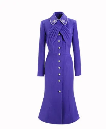Magic Q's exclusive elegant purple heavy embroidered fox fur short coat - uiew