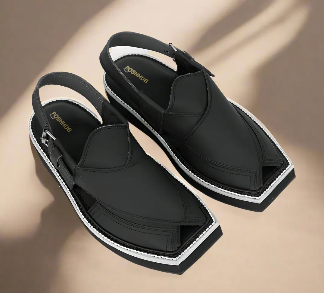 Matte Black Khan Chappal