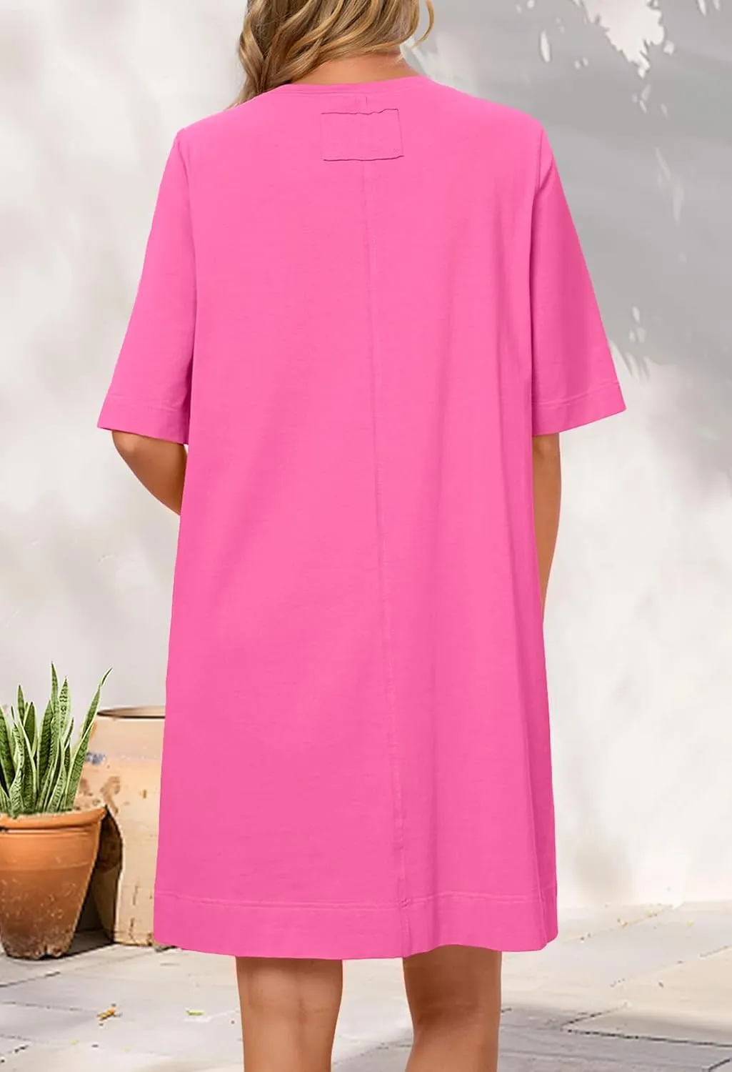 MEROKEETY Women's 2025 Summer Short Sleeve Dress Crewneck Casual Mini Tshirt Dresses with Pockets