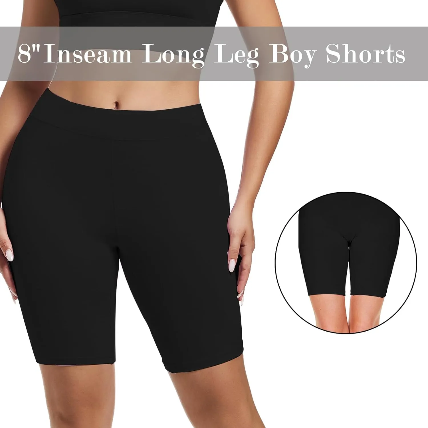 Migbean Women's Cycling Boy Shorts - High Rise Cotton/100% Cotton Grey Solid Athletic Underwear with Utility Pocket