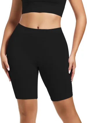 Migbean Women's Cycling Boy Shorts - High Rise Cotton/100% Cotton Grey Solid Athletic Underwear with Utility Pocket