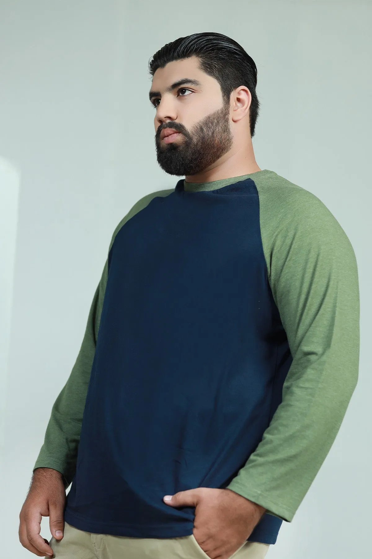 Navy Blue Raglan T-Shirt (Plus Size) - W21 - MT0131P