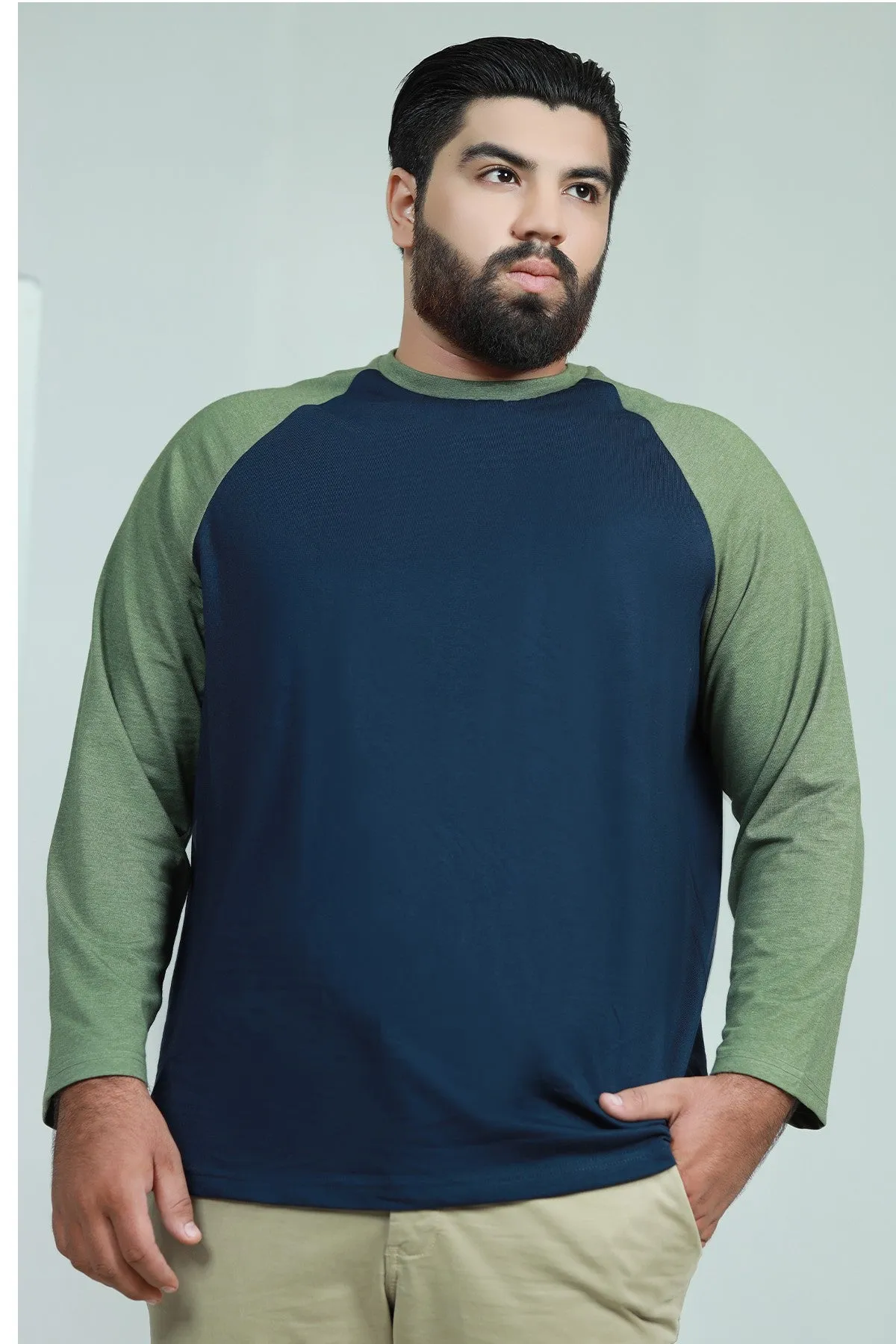 Navy Blue Raglan T-Shirt (Plus Size) - W21 - MT0131P