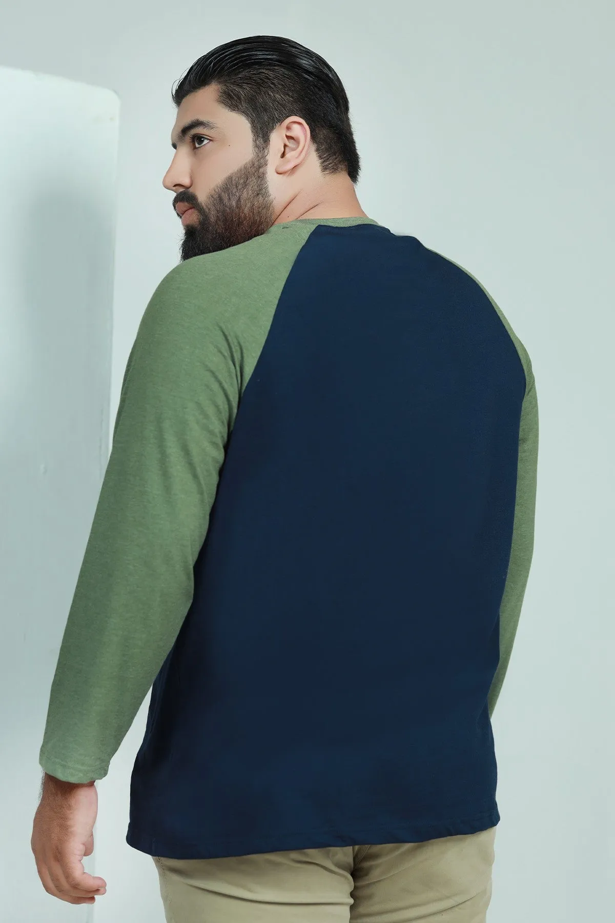Navy Blue Raglan T-Shirt (Plus Size) - W21 - MT0131P