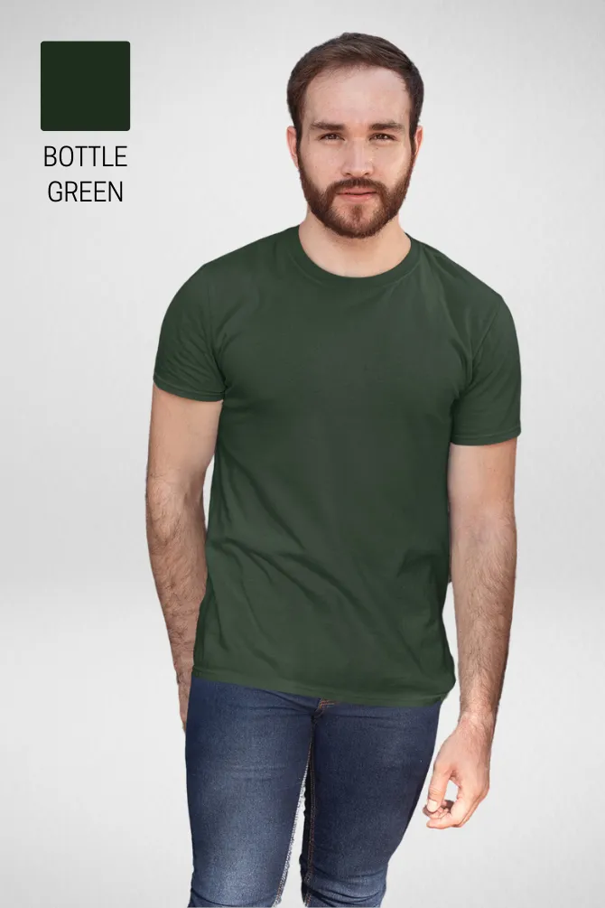 Pack Of 3 Plain T-shirts Bottle Green Flag Green and Olive Green for Men
