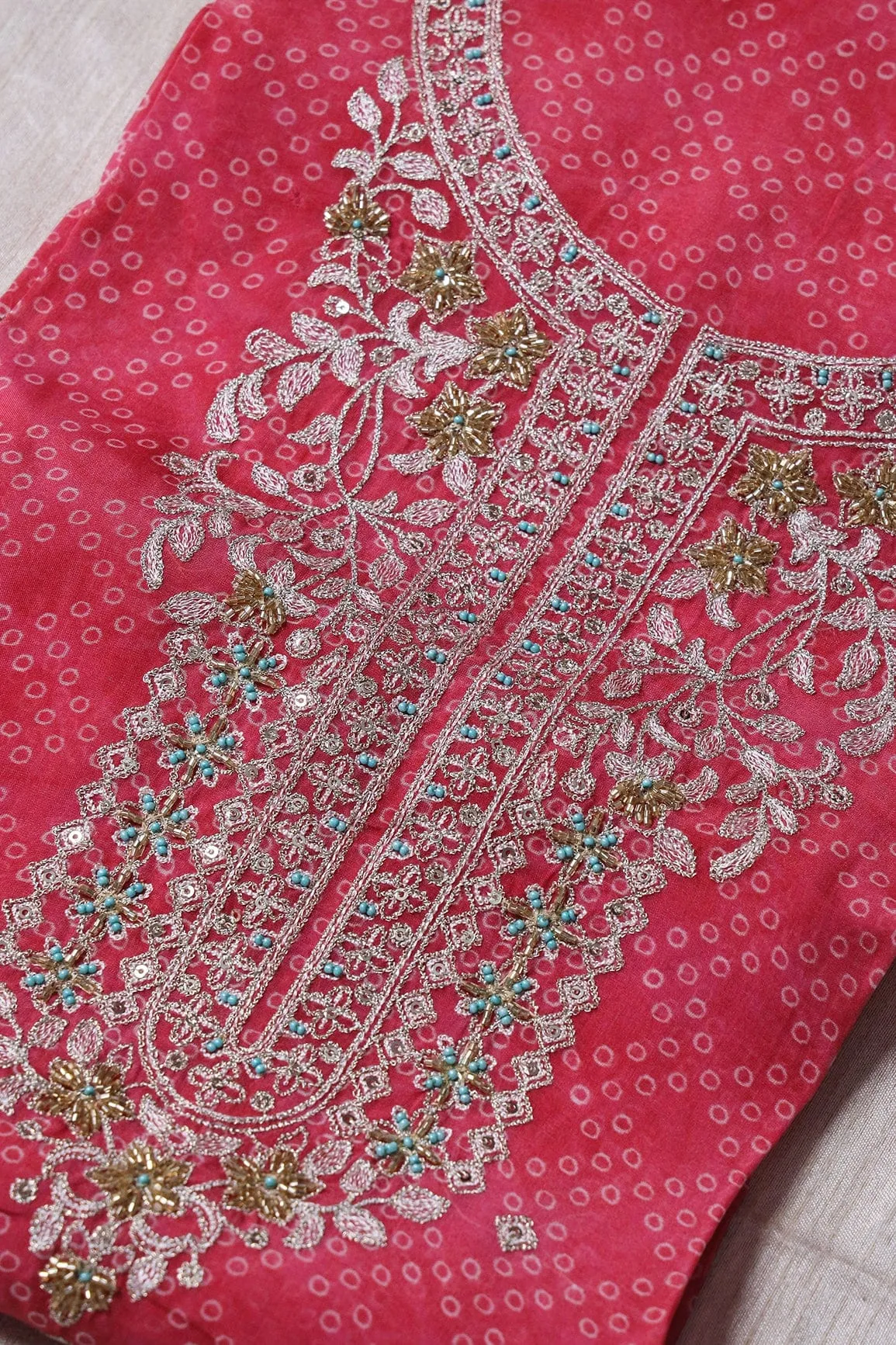 Pink Semi Stitched Pure Organza Suit Set (3 piece)