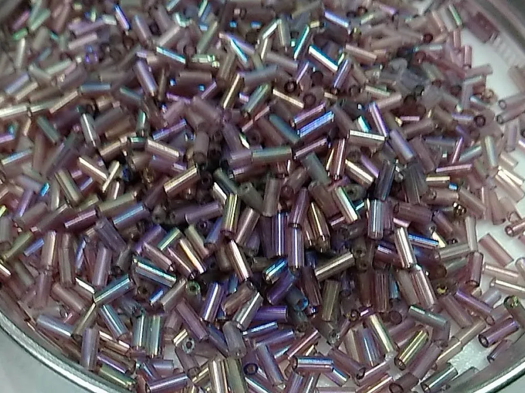 Purple Rainbow Pipe / Bugle Glass Seed Beads (Wholesale)