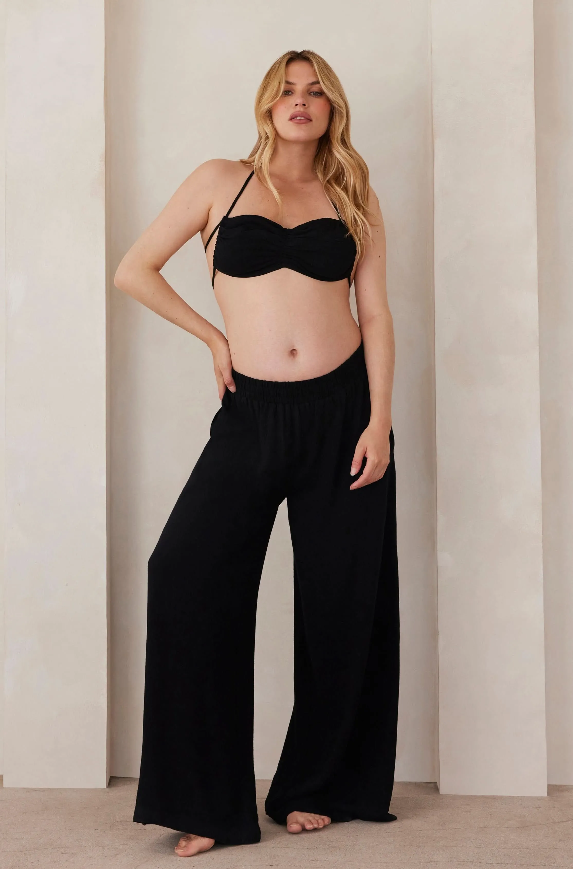 Ruched Linen Crop Top