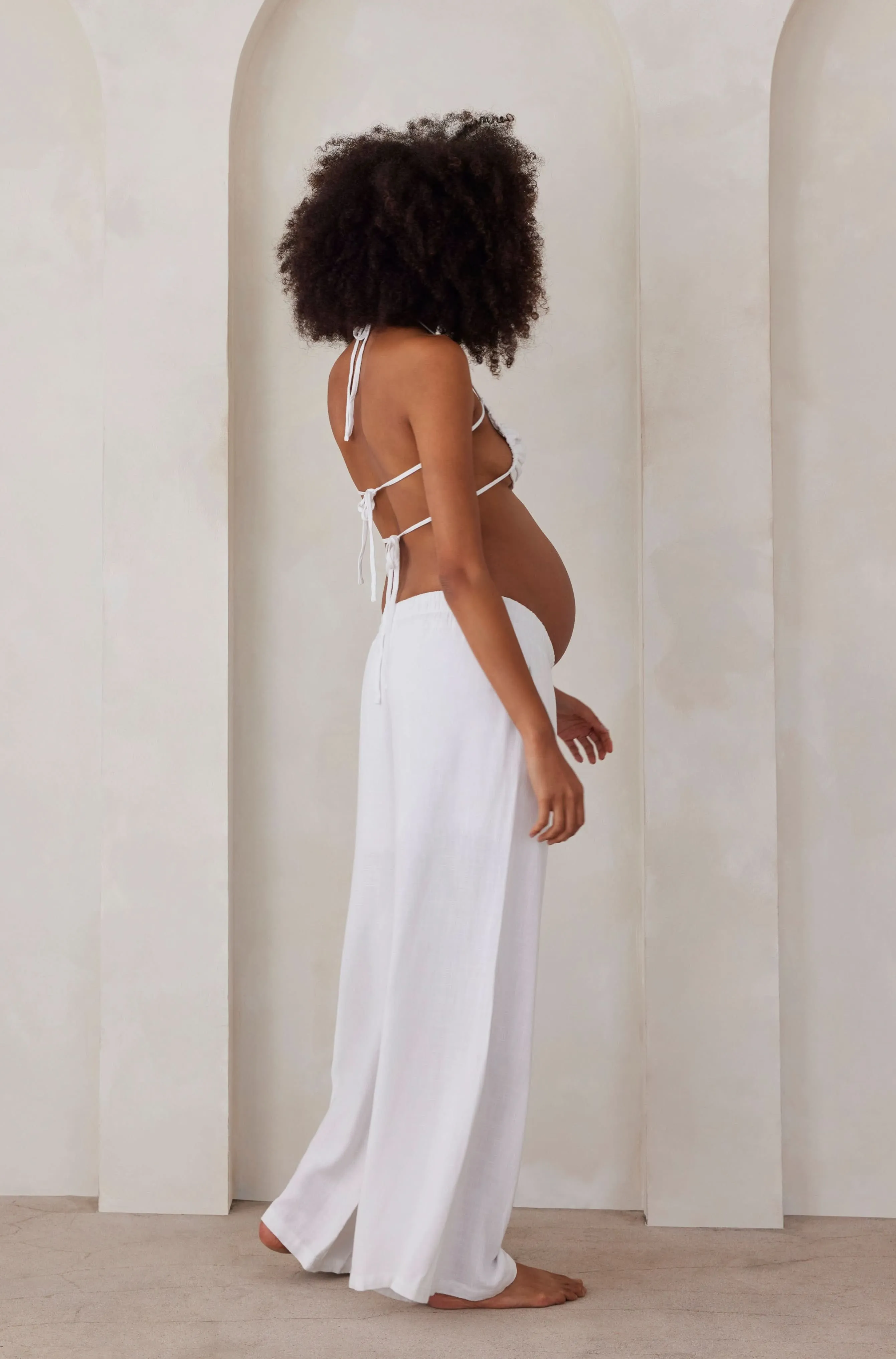 Ruched Linen Crop Top