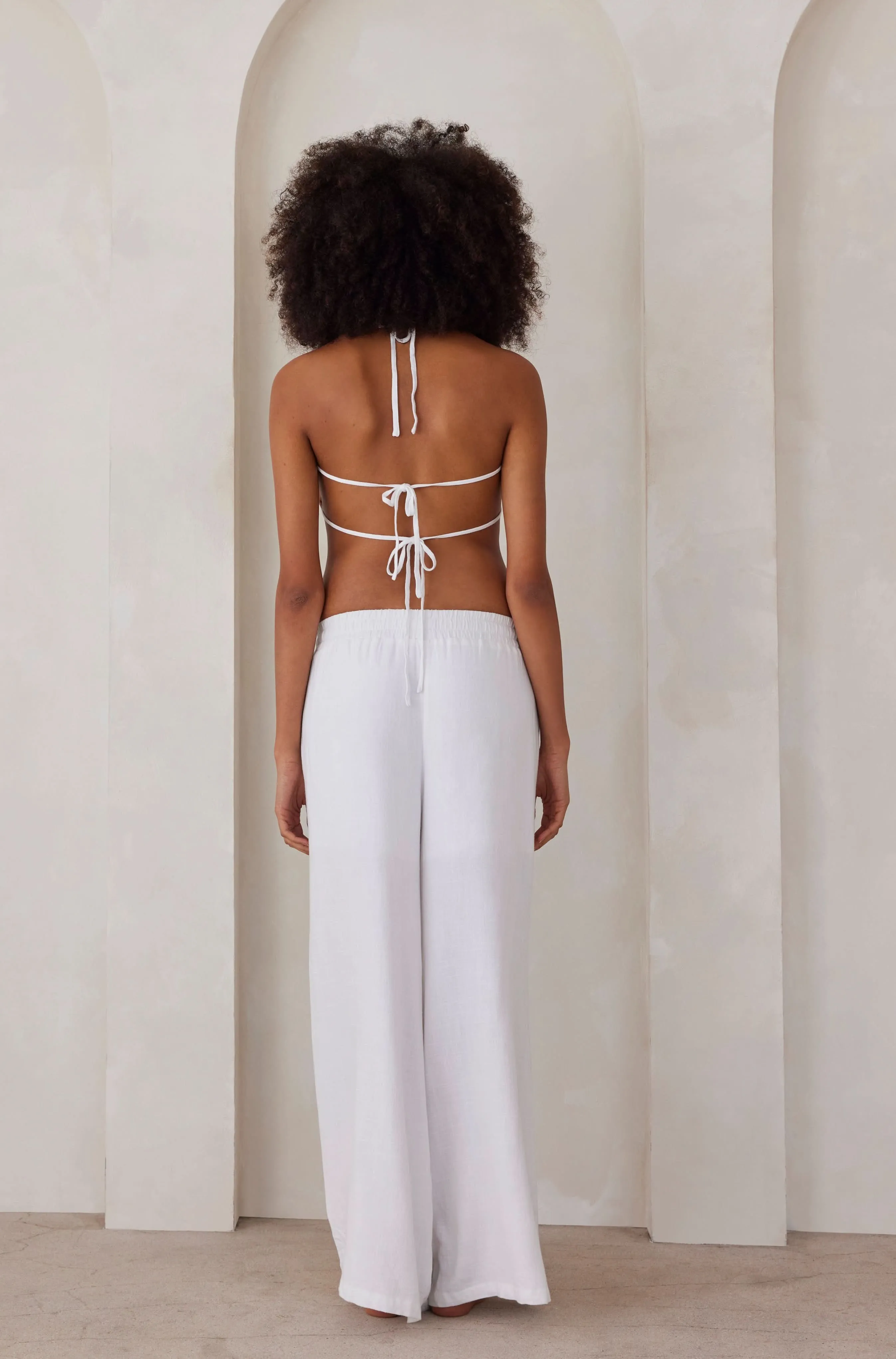 Ruched Linen Crop Top