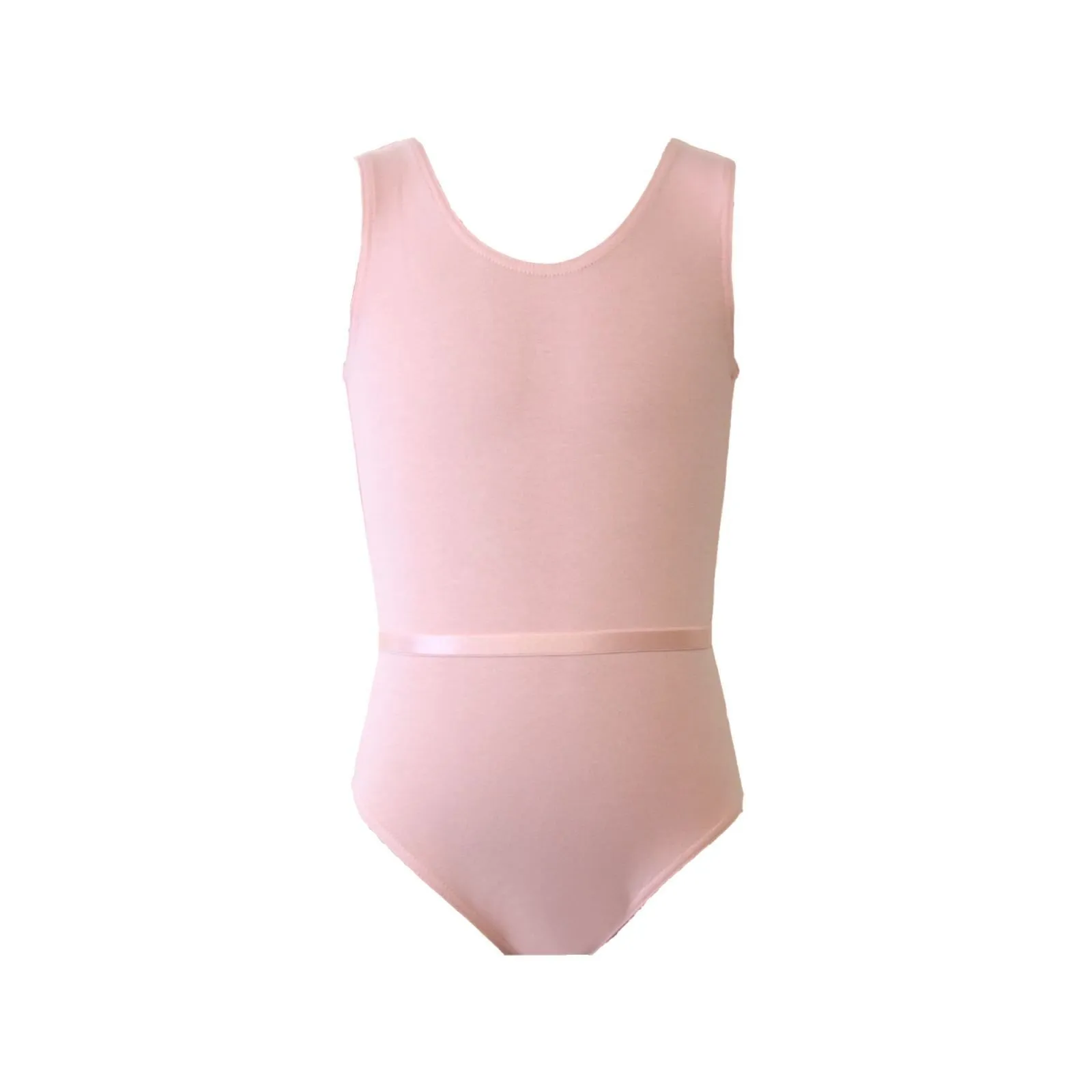 SALE - GRACE - COTTON SLEEVELESS LEOTARD WITH BELT - PINK