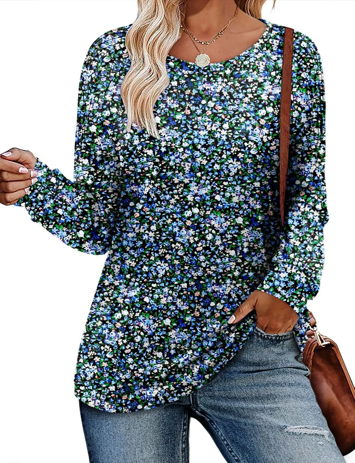 StunShow Women Long Sleeve Shirts Fall Top Casual Pleated Blouse for Women Fashion