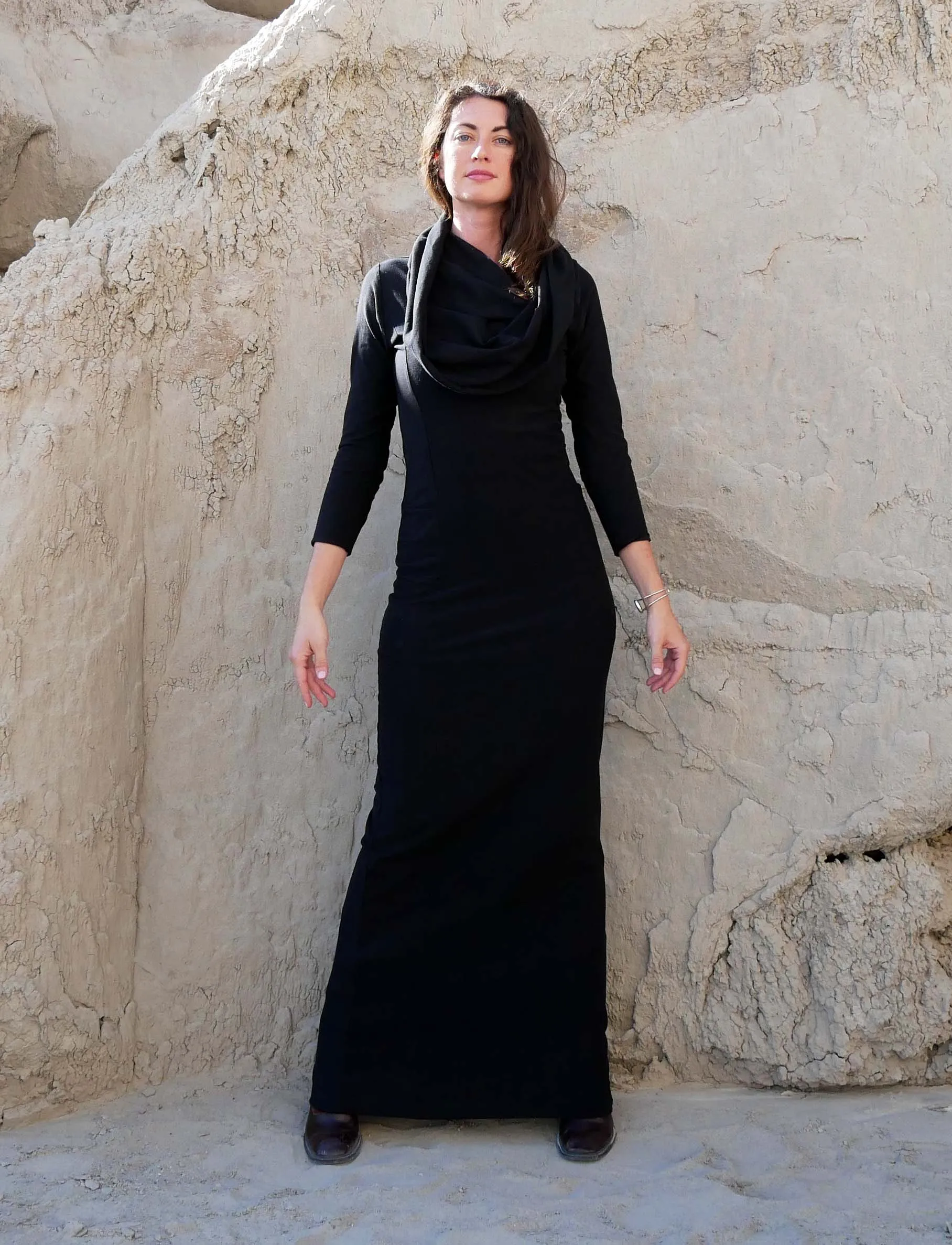 Super Cowl Perfect Pockets PENCIL Long Dress