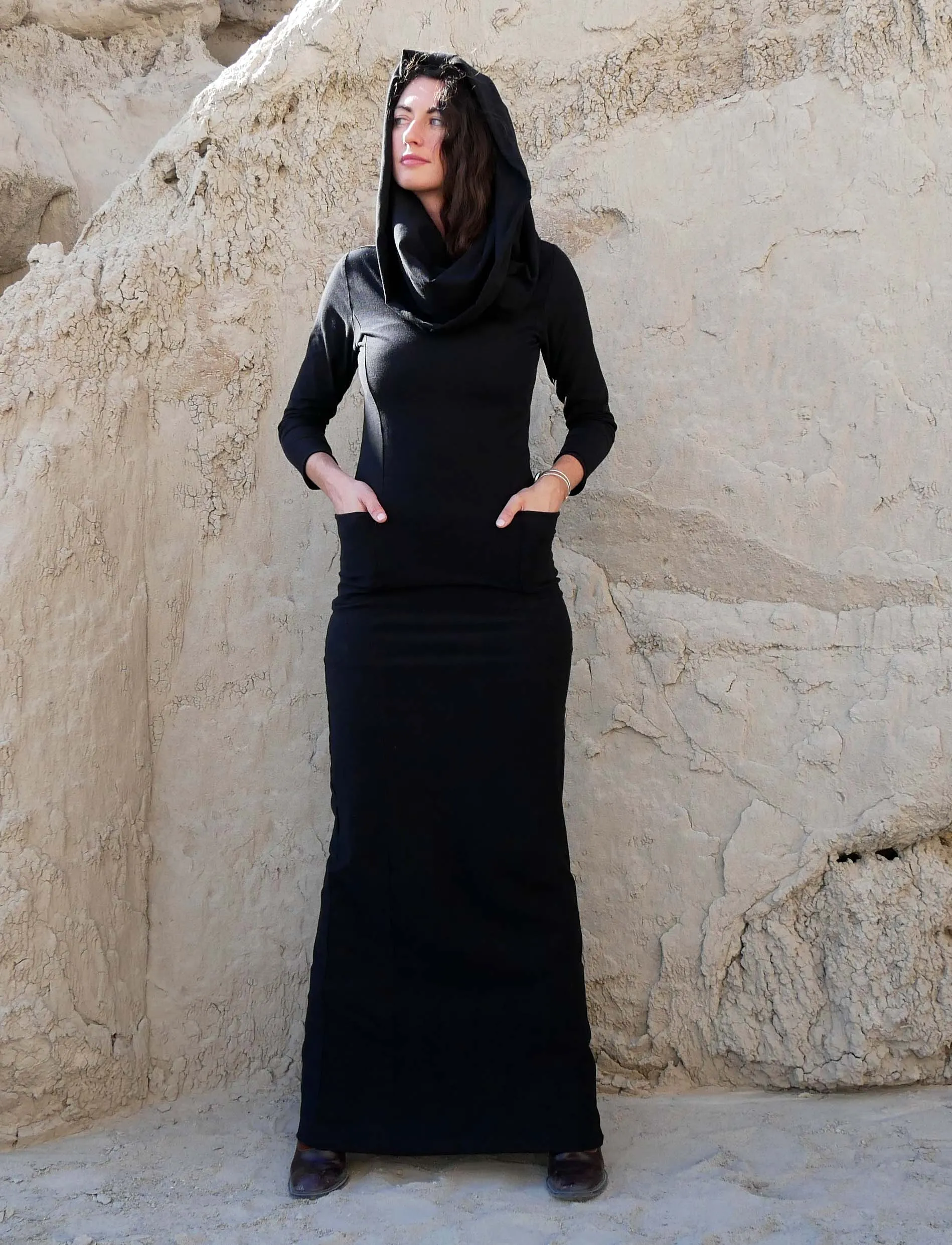 Super Cowl Perfect Pockets PENCIL Long Dress