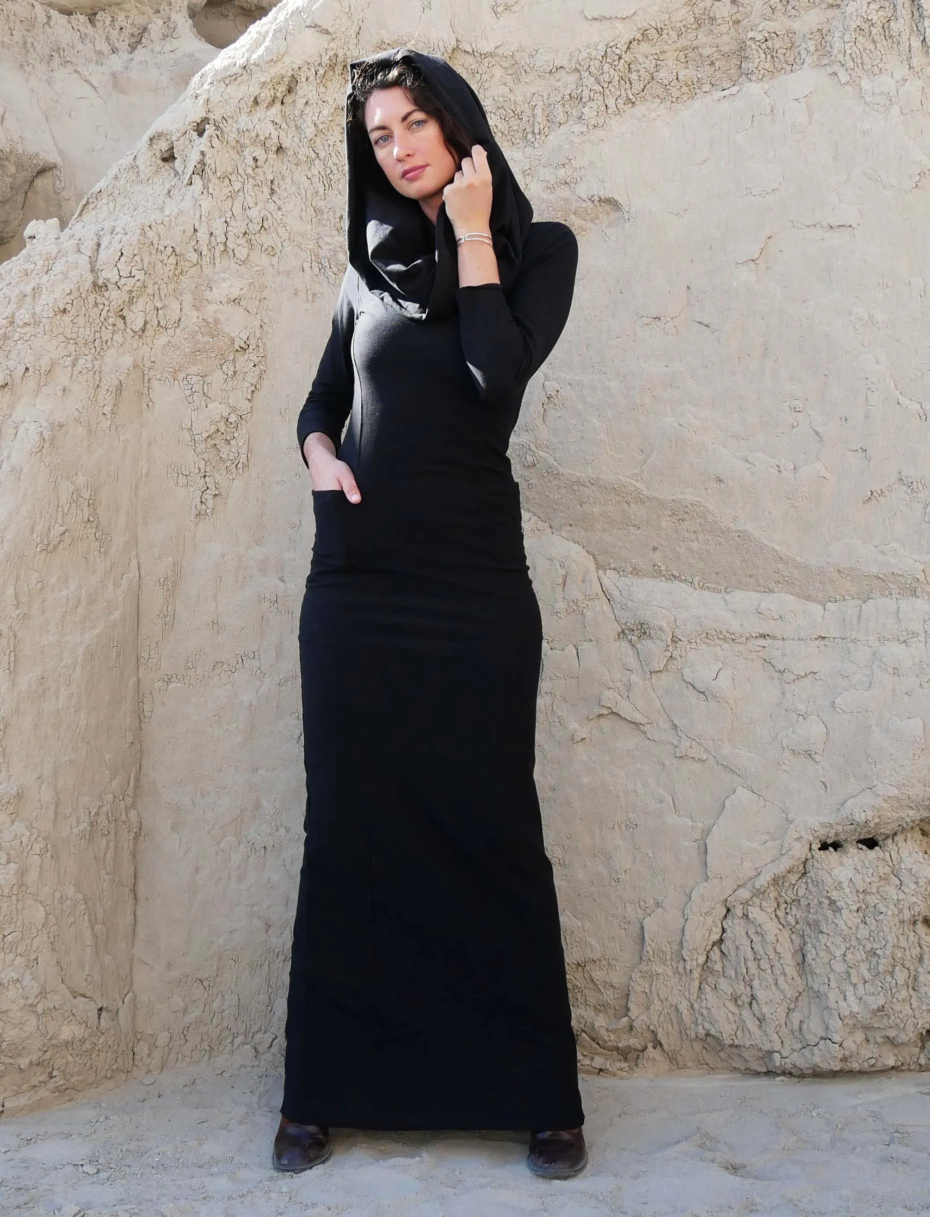 Super Cowl Perfect Pockets PENCIL Long Dress