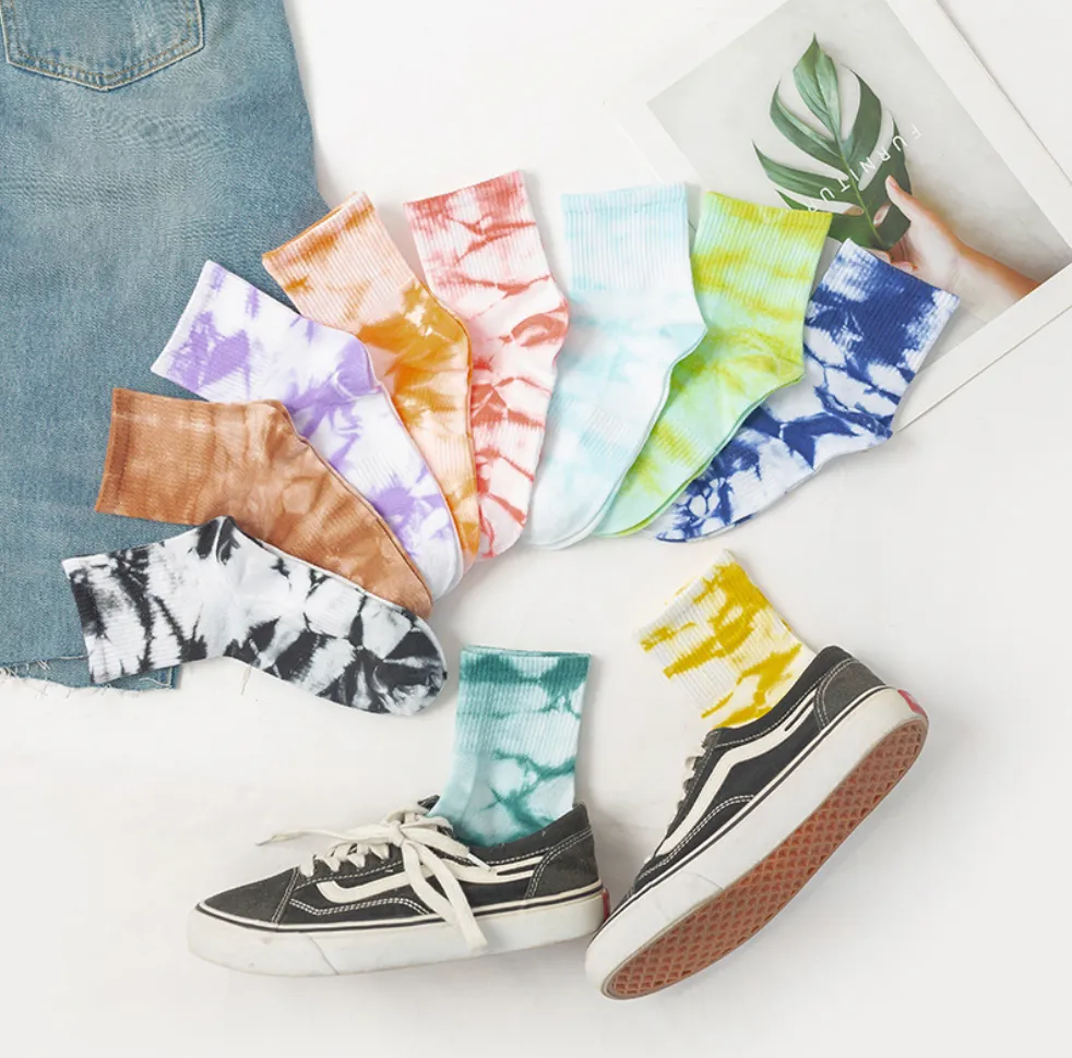 TikSocks|Fun Socks-Tie Dye Cotton Socks black-white