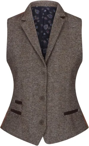 TruClothing Women Tweed Waistcoat Herringbone Wool Classic Vest Vintage 1920s Peaky Gatsby