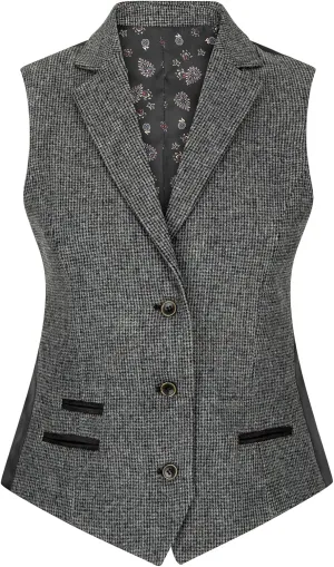 TruClothing Women Tweed Waistcoat Herringbone Wool Classic Vest Vintage 1920s Peaky Gatsby